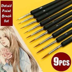 9 Pieces Fine Detail Paint Brush Watercolor Nail Scale Model Miniature Painting - Picture 1 of 16