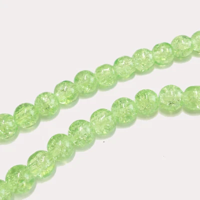 Glasperlen Crackle rund 8 mm peridot grün hell ca.110 Perlen Spacer nenad-design - Bild 1 von 4