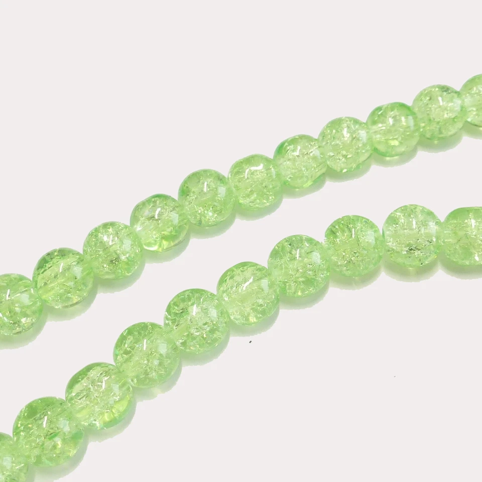 Glasperlen Crackle rund 8 mm peridot grün hell ca.110 Perlen Spacer nenad-design - Bild 1 von 4