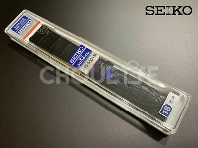 Подлинный Seiko 18 мм черный крокодила кожаный ремешок с золотой пряжкой DEL2 - Изображение 1 из 4