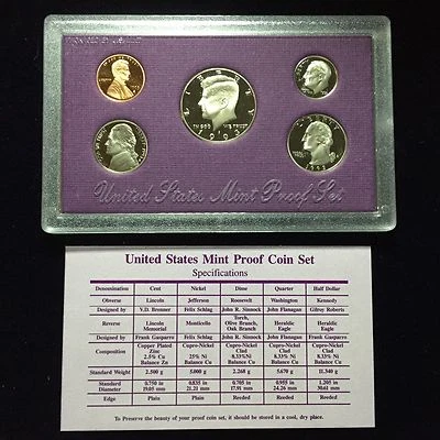 1993 US Mint Proof Set 5 Piece Clad Set COA - Image 1 of 2