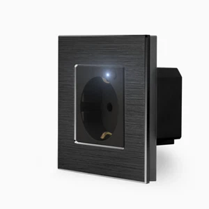 Toma de corriente WLAN 1 compartimento Schuko empotrado WiFi Smart aluminio negro Luxury-Time - Imagen 1 de 8