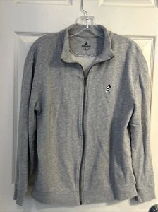 Disney Parks Mickey Mouse Small Gray Zip Up Sweatshirt Sweater 100% Cotton - Picture 1 of 6