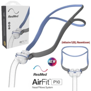 ResMed AirFit P10 Almohada Nasal Mascarilla con 3 Almohadas Talla S/M/L para Apnea del Sueño - Imagen 1 de 10