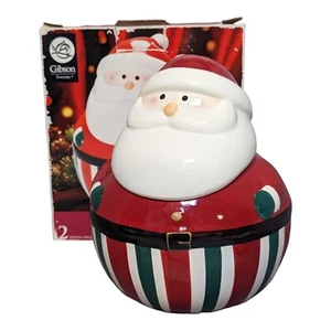 Gibson Santa's Delight Cookie Jar w/ Lid Snack Christmas Tree Tabletop Chips 56 - Picture 1 of 11