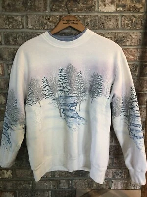 Sudadera De Colección Años 90 Todo Invierno Cascadas y Árboles - Talla M Morning Sun EE. UU. Foto 1 de 4