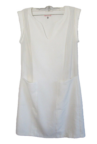 OFF WHITE Abito smanicato Rebecca Taylor tubino bianco sporco foderato taglia 0