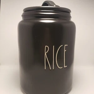 Rae Dunn By Magenta Black Matte Rice Canister (New) - Picture 1 of 6