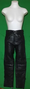 * BUFFALO * Womens Black Leather Motorbike Motorcycle Biker Trousers UK 12 - Picture 1 of 6
