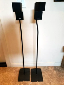 2 Bose Double Cube Mini Speakers & Stands Black DoubleShot Lifestyle Acoustimass - Picture 1 of 7