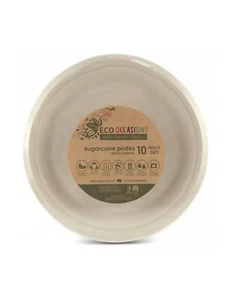 Alpen Sugarcane Dinner Plate Natural 23cm 10 Pack - Picture 1 of 1
