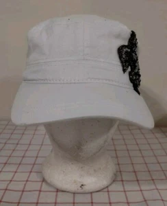 Decorative Womens Plain Cadet Cap Hat White Sequin Beaded Bedazzled Bling  - Picture 1 of 6