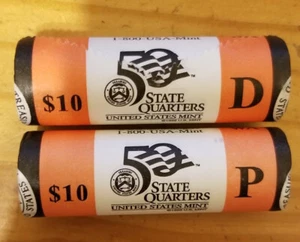 4 US Mint Wrapped State Quarter Rolls P&D - 2003 Arkansas & Maine w/albums/cases - Picture 1 of 4