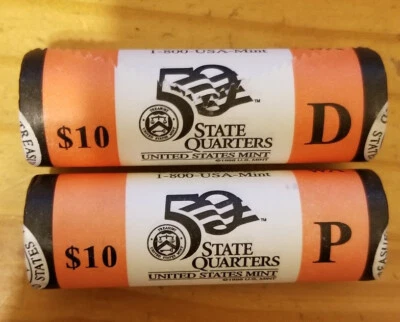 4 US Mint Wrapped State Quarter Rolls P&D - 2003 Arkansas & Maine w/albums/cases - Image 1 of 4