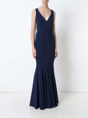 ZAC by Zac Posen Azul Marino Cuello en V Lados Con Cordones Estaño Elastizado Sirena Vestido 10 Foto 1 de 4