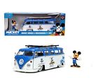 1/24 Jada 1962 Volkswagen T1 Bus & Disney Mickey Mouse Figurine Blanc Bleu 33179