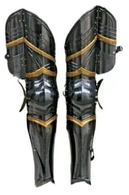 Medieval Pair Of Leg Set Armor Greaves Fully Wearable Gothic Dark Medieval - Image 1 of 3