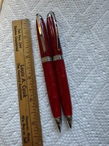 Vintage Pierre Cardin Ballpoint Pen Mechanical Pencil Set Red Marbleized - Picture 1 of 6