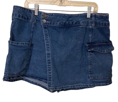 No Boundaries Womens Denim Cargo Skort skirt/shorts Size XXXL (21) stretch - Image 1 of 4