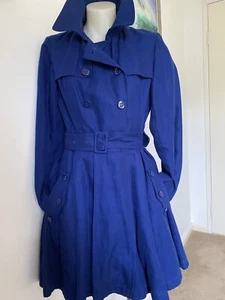 TOPSHOP Royal Blue fit N Flare Belted Coat - Picture 1 of 12