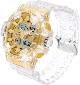 Sanda Mens Womens Large Dial Transparent Multifunction Digital Watch Casual Dual - Picture 1 of 6
