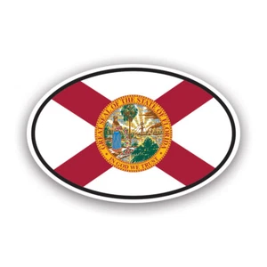 Autocollant sticker ovale drapeau de Floride - résistant aux intempéries - v4 fl euro - Photo 1/4