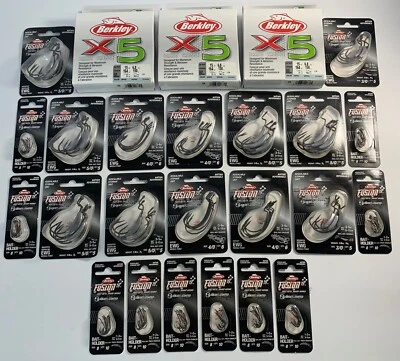 LOTE DE 25 ANZUELOS DE PESCA BERKLEY FUSIÓN DIFERENTES Y SOPORTE DE CEBO DE LÍNEA TRENZADA X5 (4) Foto 1 de 4