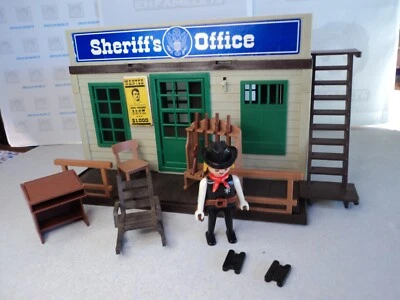 PLAYMOBIL vintage western maisons bureau shérif prison set 3423-A de 1976 - Photo 1/4