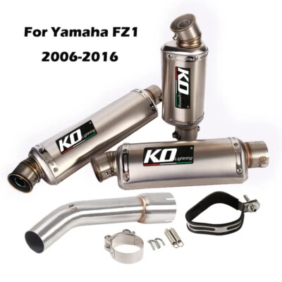 For Yamaha FZ1 2006-2016 Motorcycle Exhaust Pipe Slip-on Silencer Mid Link Tube - Image 1 of 4
