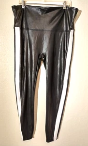 SPANX FAUX LEATHER Womens Sz 3X Black Shaping Stretch Pull On Leggings (0133) - Picture 1 of 8