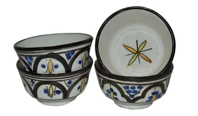 Moroccan Handmade Dipping Sauce Bowl Set of 4 X-Small Serving Pinch Spice Butter - Image 1 of 4