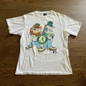 Vintage OAKLAND ATHLETICS Bugs Bunny & Taz Kris Kross MLB Baseball Shirt Sz XL - Picture 1 of 7