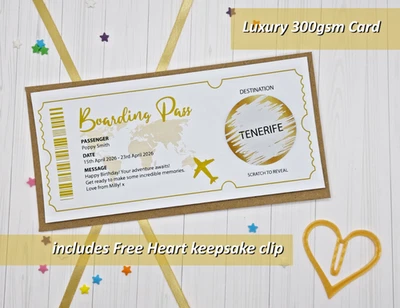Personalised Boarding Pass Scratch Reveal Card – Holiday or Flight Ticket - Image 1 of 4