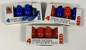 VTG C7 Replacement Christmas light Bulbs NOS RED BLUE 12 Count NEW! 3 packs of 4 - Picture 1 of 3