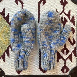 Damen Strick Grobstrick Fäustlinge Größe L warm schwer blau Winter - Bild 1 von 3