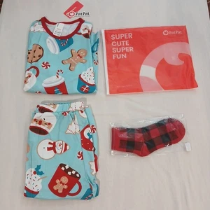 Pat Pat Neu mit Etikett Winter Pyjama Set, Urlaub Cookies, Langarm, Hose & Socken - Bild 1 von 9