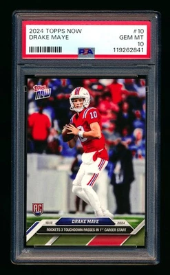 2024 TOPPS NOW #10 DRAKE MAYE RC 3 TDS IN 1ST EVER NFL START ROOKIE PSA 10 GEM! - Image 1 of 2