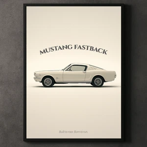 Ford Mustang Fastback Poster – Classic Muscle Car Wall Art Print, Vintage Decor - Picture 1 of 30