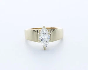 Anillo solitario de banda ancha de 14 k marquesa E/VVS2 de diamantes creados en laboratorio AGI 2,0 quilates - Imagen 1 de 4