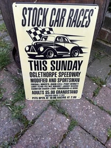 Stock Car Racing Steel Sign 12 x 8 inch - Picture 1 of 2