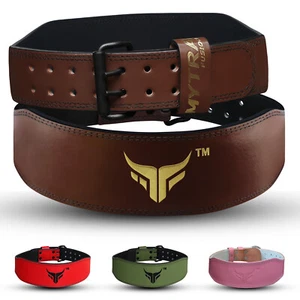 Mytra Fusion 4 inch Leather Weightlifting Belt Support Fitness Training Belt - Picture 1 of 15