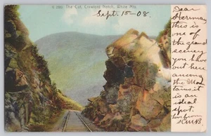 The Cut, Crawford Notch White Mts. Bretton Wood NH Rotograph ungeteilte Postkarte - Bild 1 von 2
