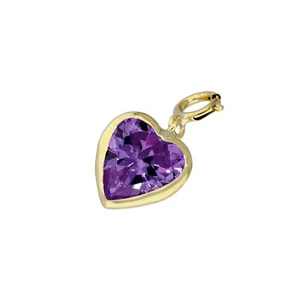 9 kt Gold & Amethyst CZ Herz Clip auf Charm Liebe Herzen 375 Charms Valentinstag - Bild 1 von 8