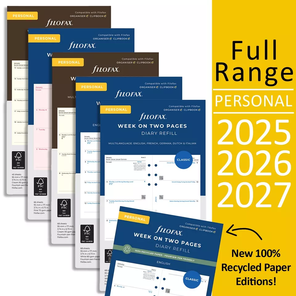 Filofax Refill Diary 2026 or 2027 Personal  Organiser Choose Year - Full Range - Image 1 of 1
