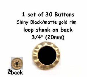 30 to 500 Black and Matte Gold Fashion Buttons ~3/4" (21mm) Italian made - Bild 1 von 1