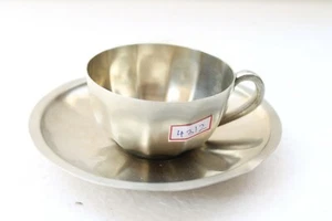 Vecchia tazza da tè e piattino caffè vintage artigianale tedesco argento decorativo NH4312 - Foto 1 di 11