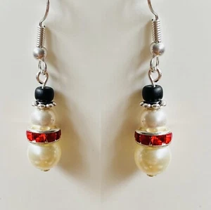 Snowman Earrings Jewellery Making Kit Swarovski Pearls - Picture 1 of 1