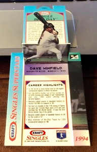 1994 Baseball Card HOF Kraft Singles Superstars Dave Winfield With Pull Out Tab