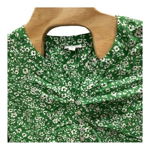 J. Jill Ultrasoft Split Neck Ditsy GREEN Floral Pullover Blouse Tunic Size Large - Picture 1 of 8