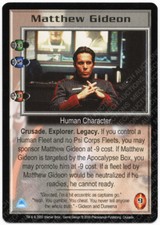 Babylon 5 CCG Crusade Rare R1 Card Matthew Gideon Grey/Red Uniform M/NM Mint/Nea